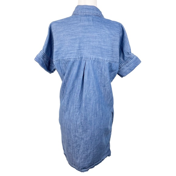 Madewell Blue Denim Drop Hem Mini Shirt Dress in Abbot Wash G5302 Size XXS - Picture 5 of 12